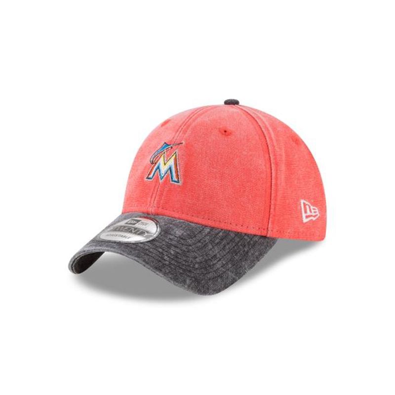 MLB Miami Marlins Rugged Canvas 9Twenty Adjustable (KLI3335) - Black New Era Caps